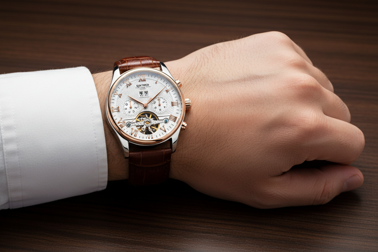 Mechanical Watch with Tourbillon and Calendar - Wrist Shot